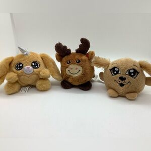 Set of 3 Round Plush Silly Scoops ZURU and Creature Comforts Stuffed Animal Toys